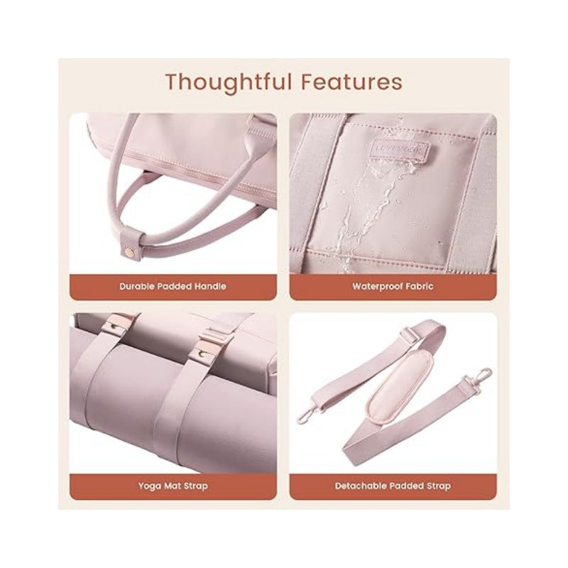 Features: durable padded handle, waterproof fabric, yoga mat strap, detachable padded strap